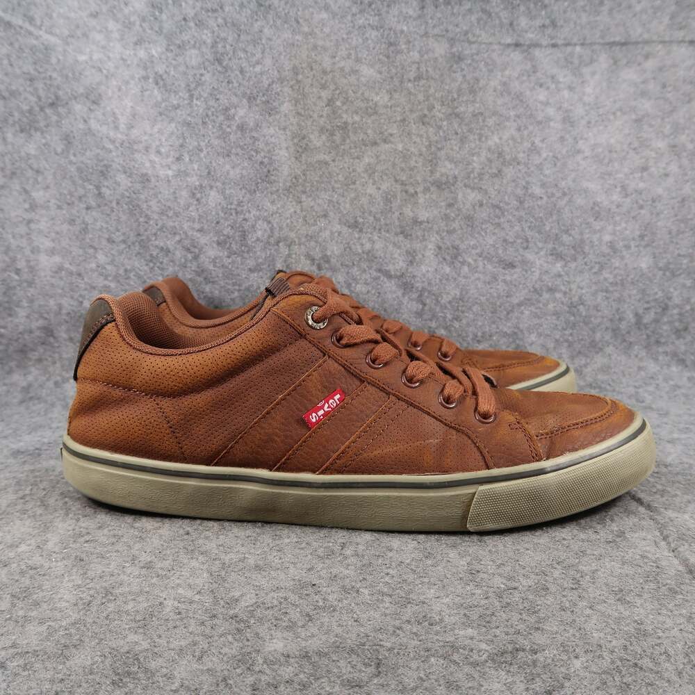Levis Shoes Mens 9 Casual Sneakers Lace Up Brown Trainer Skate Walk Lifestyle